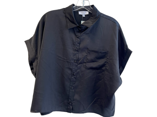 Gilli Size S Black Polyester Collared Button Up Short Sleeve Cropped Top Black / S