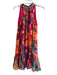 1. State Size S Magenta & Multi Rayon Blend Tie Halter Sleeveless Floral Dress Magenta & Multi / S