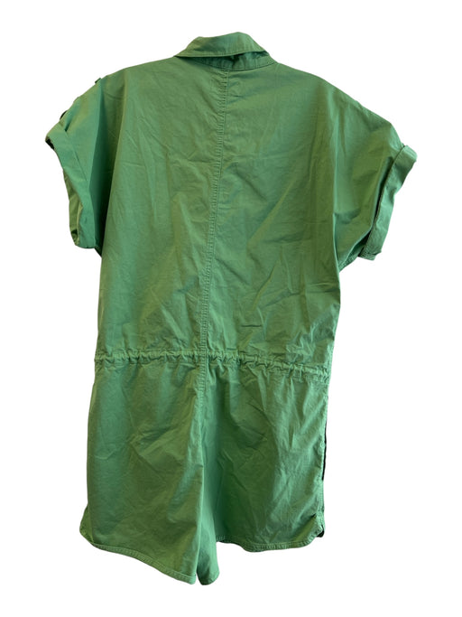 Pistola Size S Green Cotton Collared Short Sleeve Zip Front Above Knee Romper Green / S