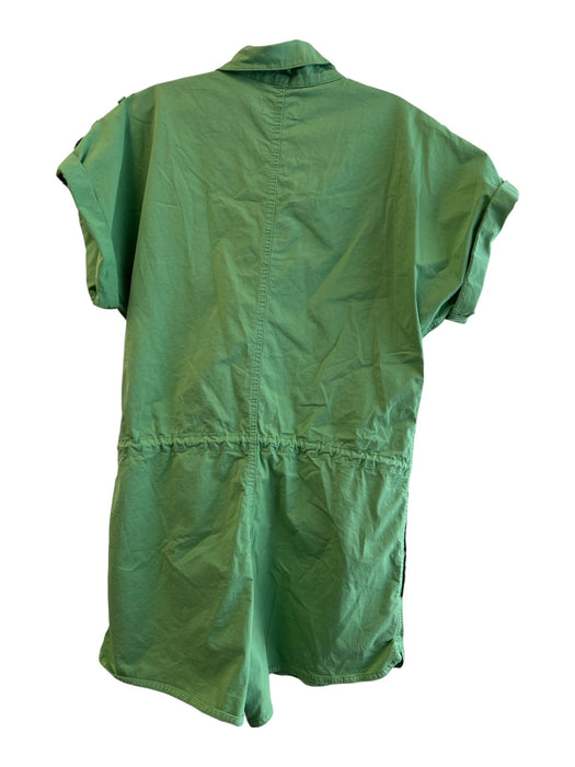 Pistola Size S Green Cotton Collared Short Sleeve Zip Front Above Knee Romper Green / S