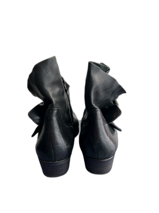 Paul Green Shoe Size 8 Black Leather Side Zip Suede straps Silver Buckle Booties Black / 8