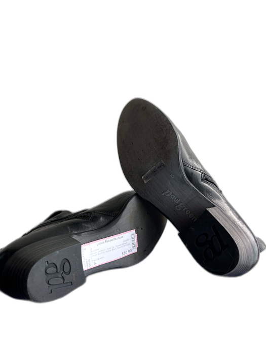 Paul Green Shoe Size 8 Black Leather Side Zip Suede straps Silver Buckle Booties Black / 8