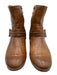 Frye Shoe Size 7.5 Light Brown Leather Brass Hardware Inner Side Zip Booties Light Brown / 7.5