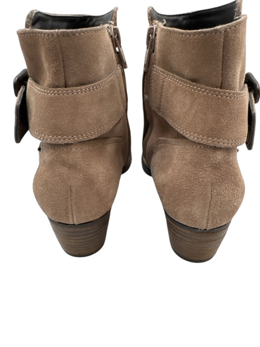 Pedro Garcia Shoe Size 5/8 Taupe Beige Suede leather Brass Buckle Ankle Booties Taupe Beige / 5/8