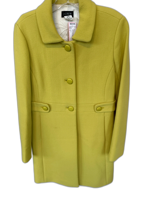 J. Crew Size 4 Chartreuse Wool Blend Long Sleeve Collar Long Coat Chartreuse / 4