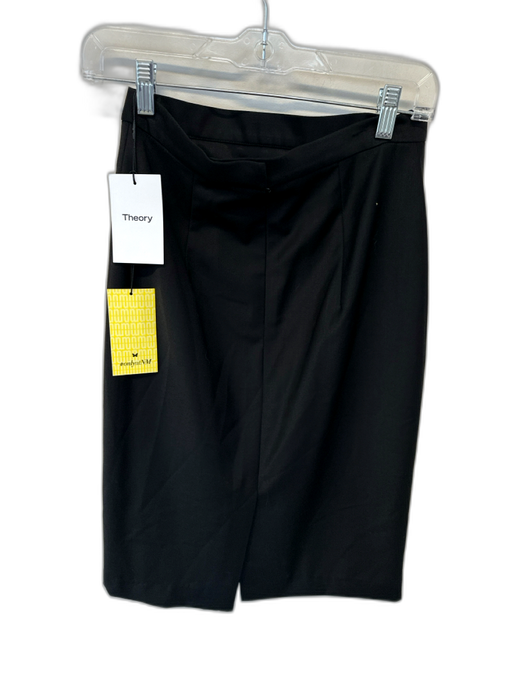 Theory Size 2 Black Virgin Wool Back Zip Pencil Skirt Black / 2