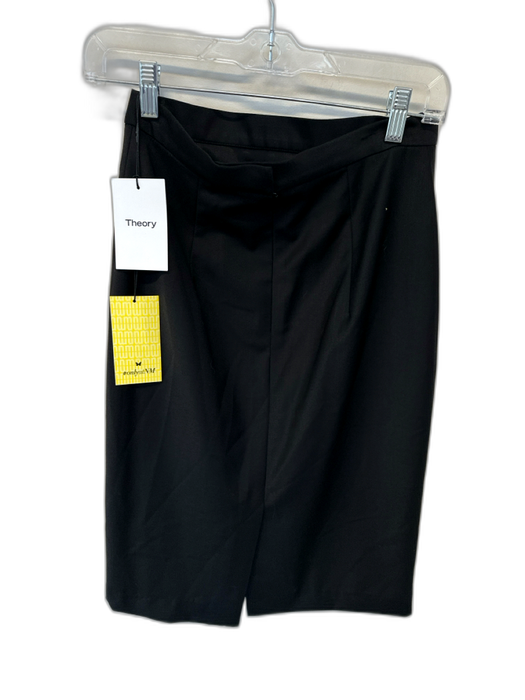 Theory Size 2 Black Virgin Wool Back Zip Pencil Skirt Black / 2