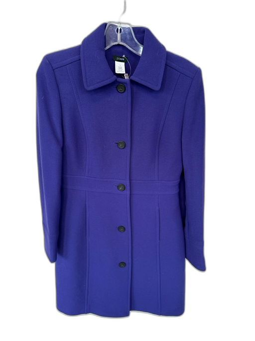 J. Crew Size 4 Royal Purple Wool Blend Long Sleeve Collar Long Coat Royal Purple / 4