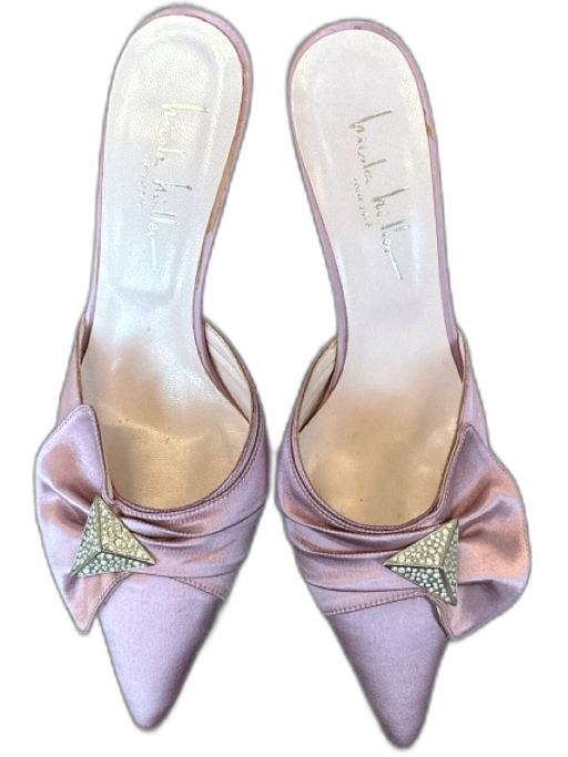 Nicole Miller Shoe Size 8 Mauve Purple Sateen Rhinestone Pointed Toe Mules Mauve Purple / 8