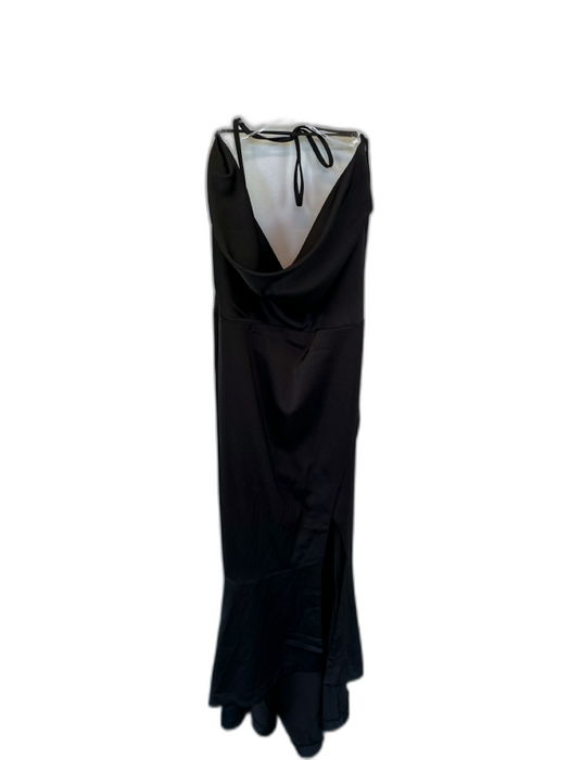 Lovers + Friends Size XS Black Polyester Blend Halter Neck Cowl Neck Slit Gown Black / XS