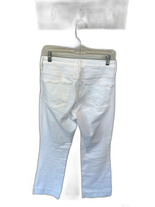 Edyson Size 28L White Cotton Blend Mid Rise Flare Jeans White / 28L