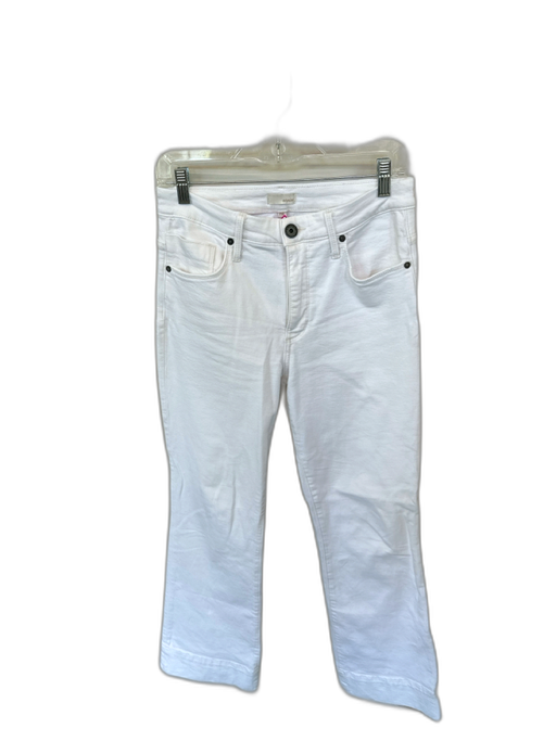 Edyson Size 28L White Cotton Blend Mid Rise Flare Jeans White / 28L