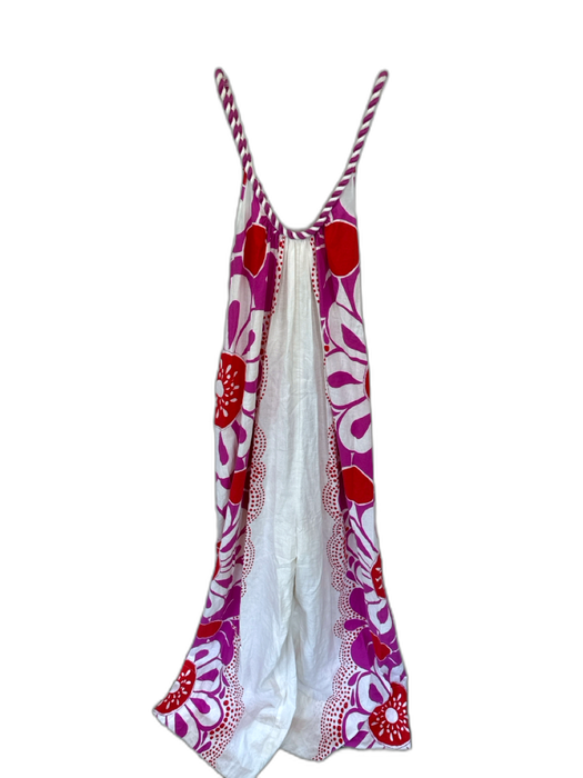 Farm Rio Size M Purple & Red Linen Blend Rope Strap Flowers Wide Leg Jumper Purple & Red / M