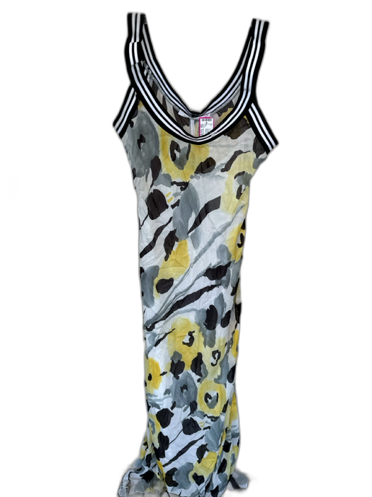 Beate Heymann Size Est M Black & Yellow Acetate Sleeveless Water Color Dress Black & Yellow / Est M