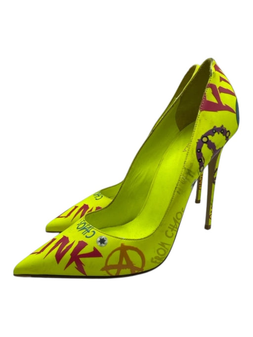 Le Silla Shoe Size 40 Neon Green & Multi Graffiti Pointed Toe Pumps Neon Green & Multi / 40