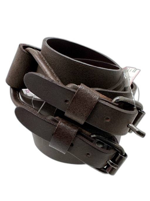 Topfer Dark Brown Leather Double Buckle Wide Peg Closure Belts Dark Brown / L