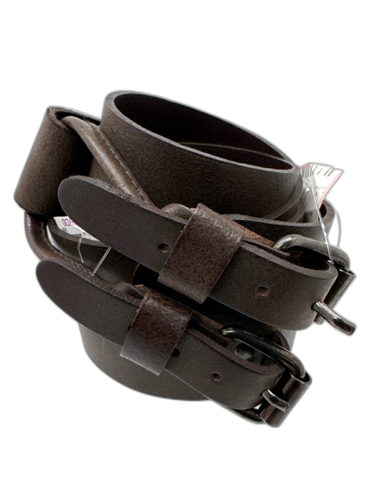 Topfer Dark Brown Leather Double Buckle Wide Peg Closure Belts Dark Brown / L