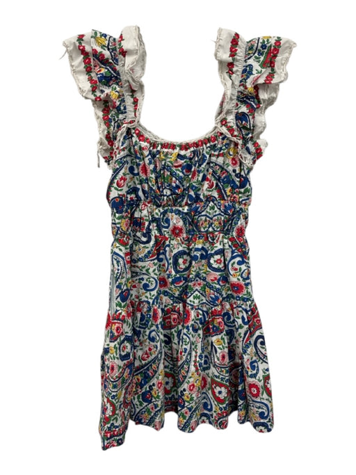 Love The Label Size XS White & Multi Cotton Floral Sleeveless Gathered Dress White & Multi / XS