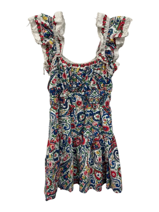 Love The Label Size XS White & Multi Cotton Floral Sleeveless Gathered Dress White & Multi / XS