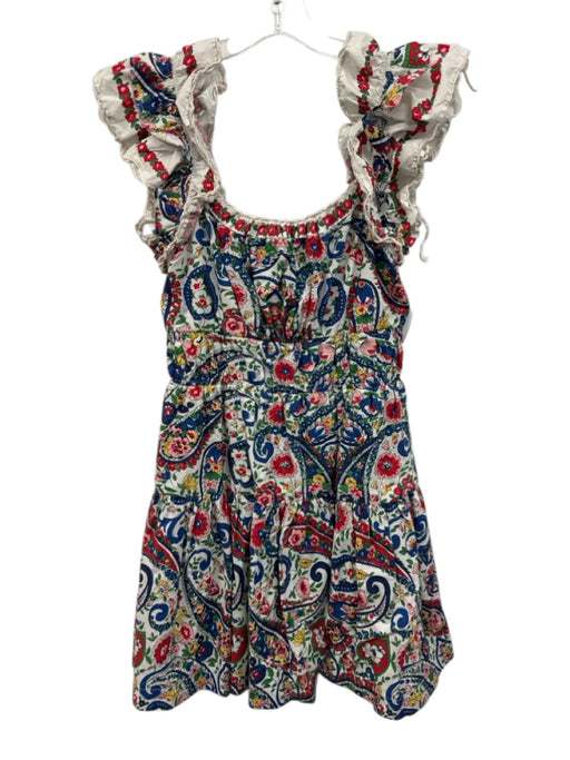 Love The Label Size XS White & Multi Cotton Floral Sleeveless Gathered Dress White & Multi / XS