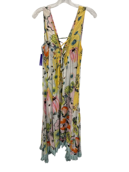 By Anthropologie Size XS White, Yellow & Multi Modal Sleeveless V Neck Dress White, Yellow & Multi / XS