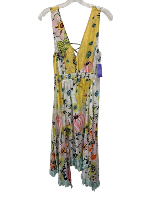By Anthropologie Size XS White, Yellow & Multi Modal Sleeveless V Neck Dress White, Yellow & Multi / XS