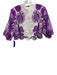 Farm Rio Size M/S Cream White & Purple Linen Short Sleeve Keyhole Back Skirt Set Cream White & Purple / M/S