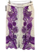 Farm Rio Size M/S Cream White & Purple Linen Short Sleeve Keyhole Back Skirt Set Cream White & Purple / M/S