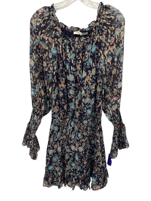 Ramy Brook Size S navy blue & multi Viscose Blend Metallic Thread Floral Dress navy blue & multi / S