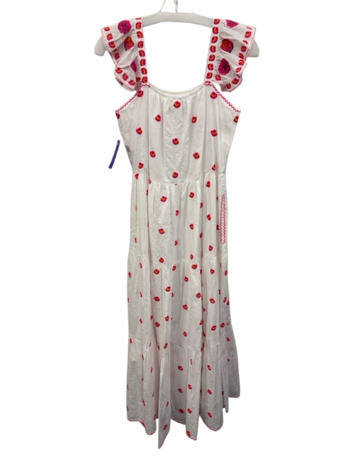Nimo with Love Size XS White & Pink Cotton Floral Embroidered Sleeveless Dress White & Pink / XS