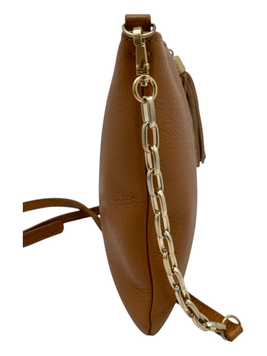 Gigi Light Brown Pebble Leather Zip Close Tassel Crossbody Strap Bag Light Brown