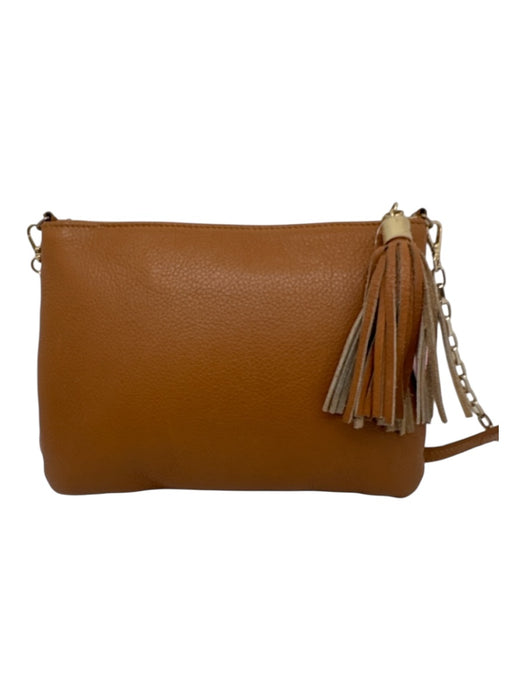 Gigi Light Brown Pebble Leather Zip Close Tassel Crossbody Strap Bag Light Brown