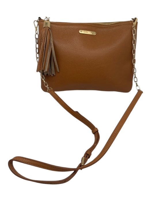 Gigi Light Brown Pebble Leather Zip Close Tassel Crossbody Strap Bag Light Brown