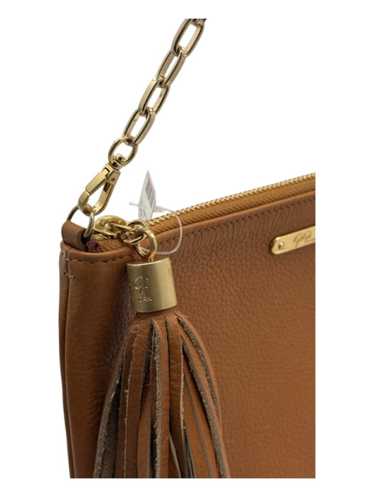 Gigi Light Brown Pebble Leather Zip Close Tassel Crossbody Strap Bag Light Brown