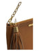 Gigi Light Brown Pebble Leather Zip Close Tassel Crossbody Strap Bag Light Brown