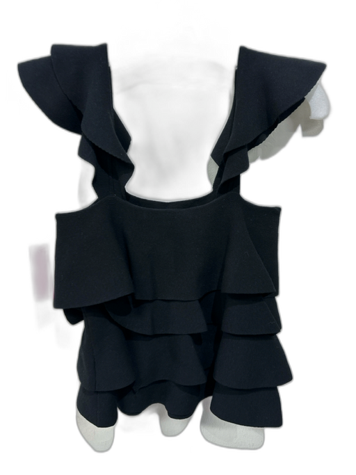 Marie Oliver Size XXS Black Viscose Blend Sleeveless Ruffle Shoulder Detail Top Black / XXS