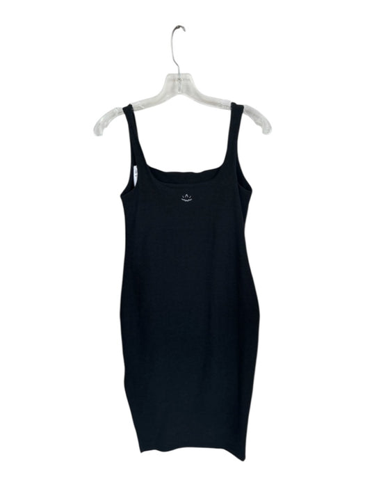 Beyond Yoga Size M Charcoal Polyester Heathered Midi Shelf Bra Straps Dress Charcoal / M