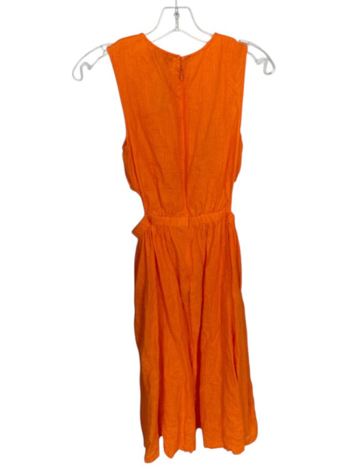 Olivia by Livro Size S Bright Orange Linen Sleeveless Cut Out Midi Dress Bright Orange / S