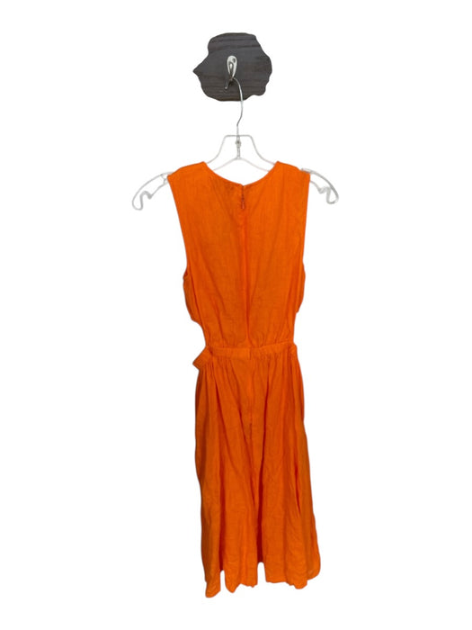 Olivia by Livro Size S Bright Orange Linen Sleeveless Cut Out Midi Dress Bright Orange / S