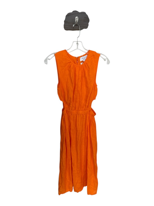 Olivia by Livro Size S Bright Orange Linen Sleeveless Cut Out Midi Dress Bright Orange / S
