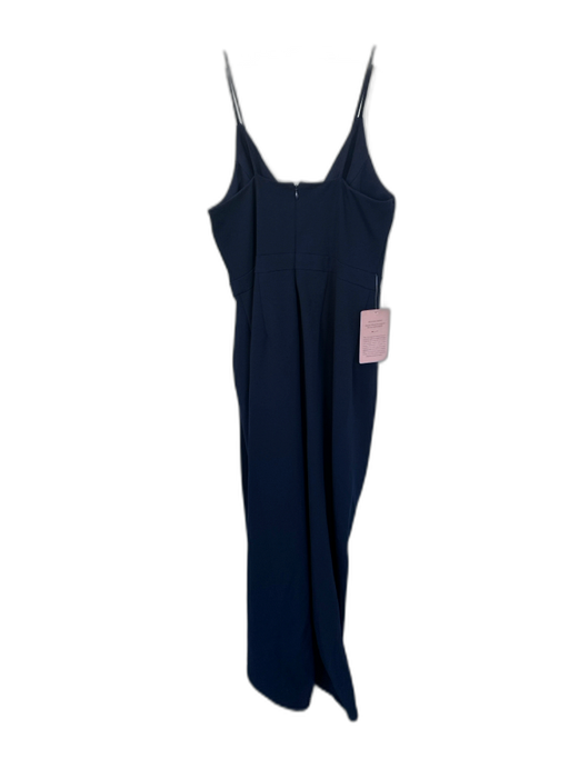 BHLDN Size 8 Navy Polyester Spaghetti Strap Back Zip Pleated slit Gown Navy / 8