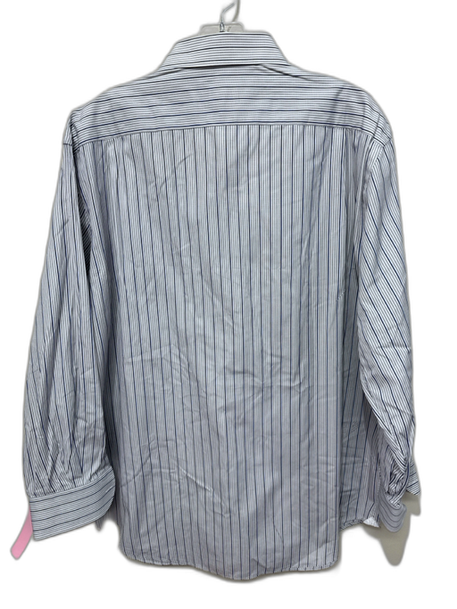 Breuer Size 17 Gray & Blue Cotton Striped Button up Men's Long Sleeve Shirt Gray & Blue / 17