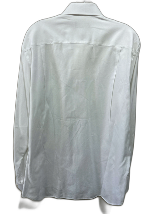 Canali Size 17 White Cotton Button Down Men's Long Sleeve Shirt White / 17