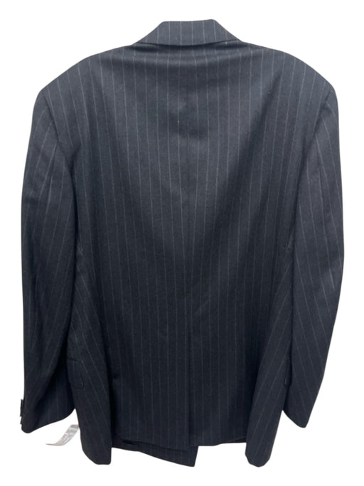 Oxxford Clothes Black & Gray Stripe Double Breasted Men's Suit Black & Gray / Est L