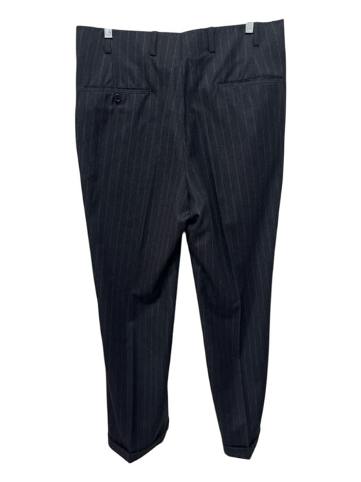 Oxxford Clothes Black & Gray Stripe Double Breasted Men's Suit Black & Gray / Est L