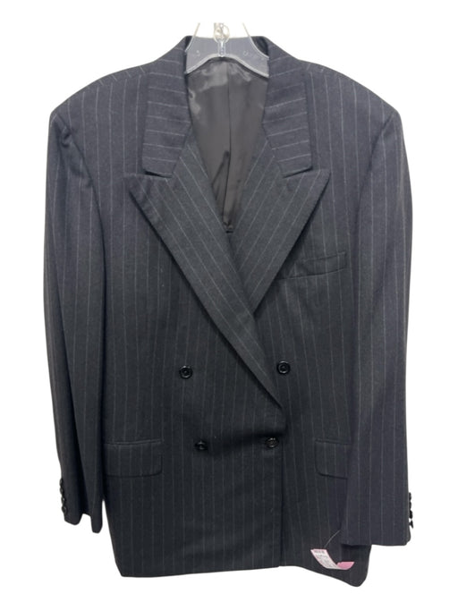 Oxxford Clothes Black & Gray Stripe Double Breasted Men's Suit Black & Gray / Est L