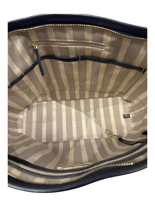 Brahmin Black & Gold Leather Snake Embossed Metallic Top Handle Zip Close Bag Black & Gold