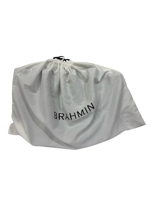 Brahmin Black & Gold Leather Snake Embossed Metallic Top Handle Zip Close Bag Black & Gold