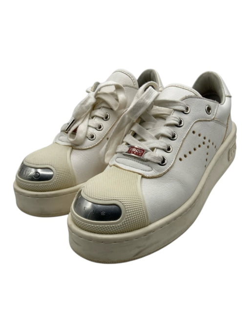 Kenzo Shoe Size 39 White Leather Low Top lace up Steel Toe Platform Sneakers White / 39