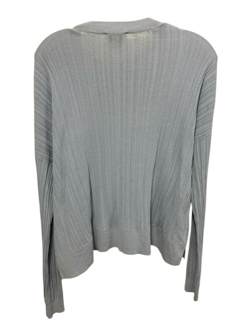 Acne Size XS Dusty Blue Cotton Blend Long Sleeve Ribbed Knit Side Slits Top Dusty Blue / XS